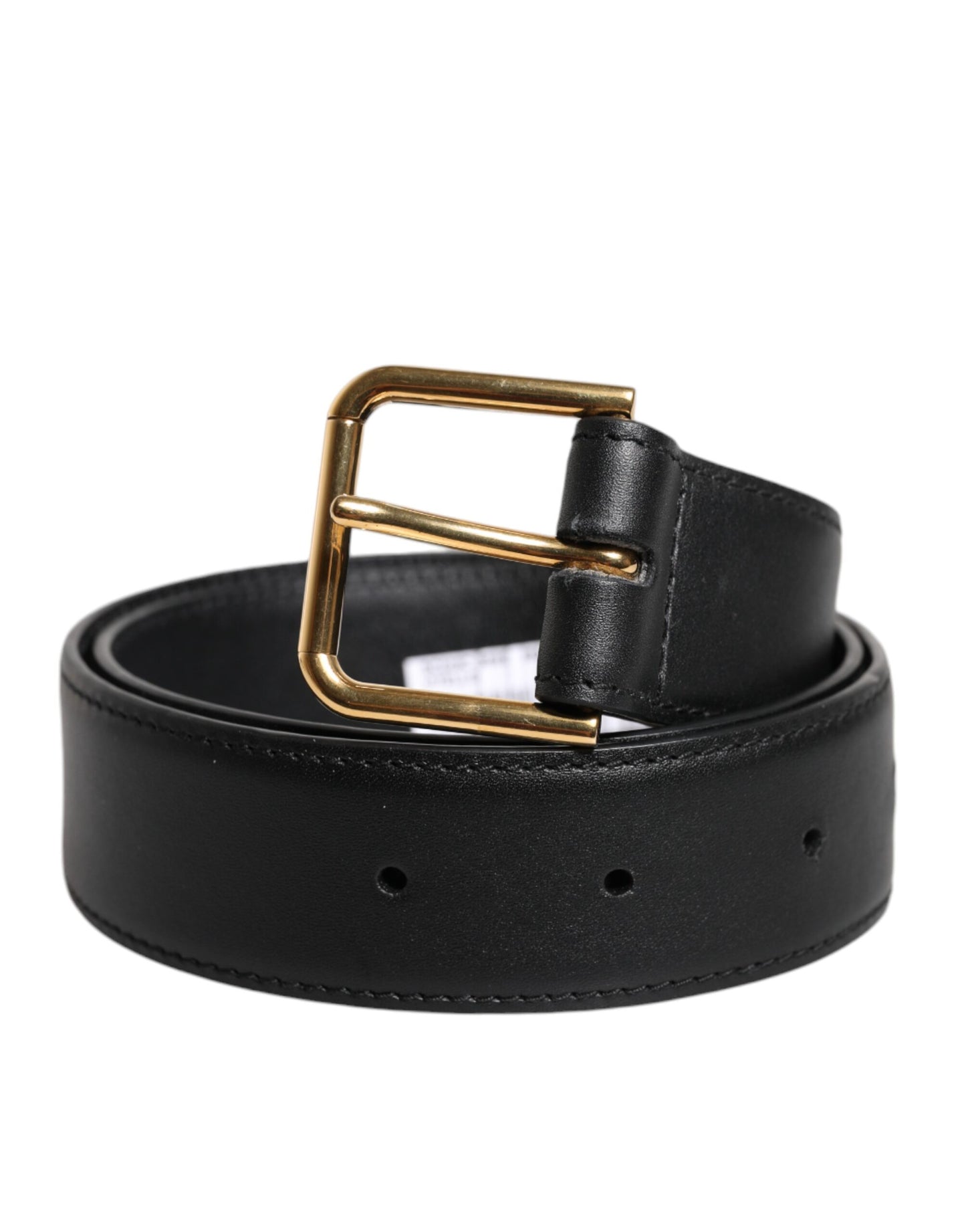 Black Leather Metal Buckle Classic Belt-Dolce & Gabbana-LabelTerrace.com