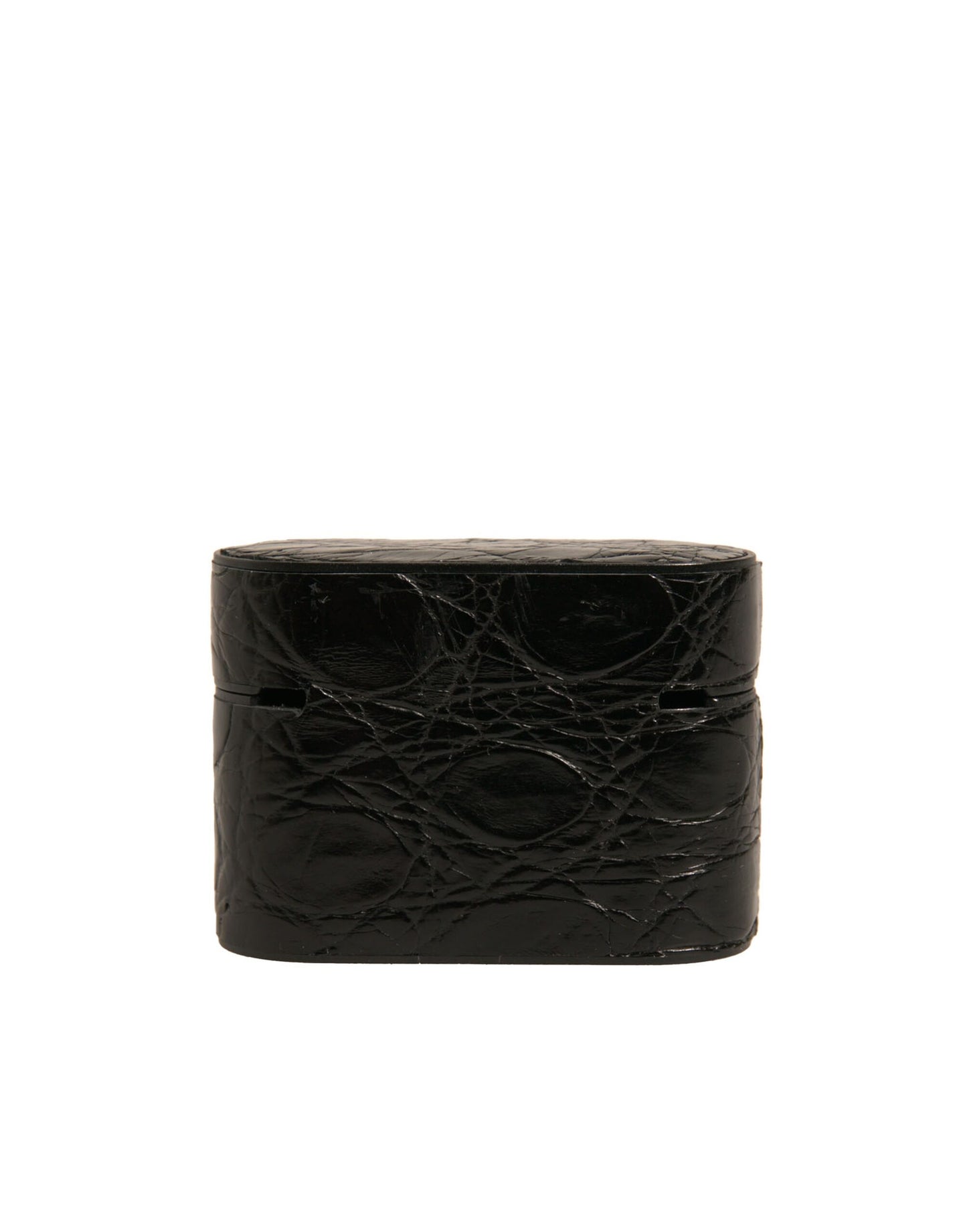 Black Leather Metal Logo Plaque Holder Airpods Case-Dolce & Gabbana-LabelTerrace.com