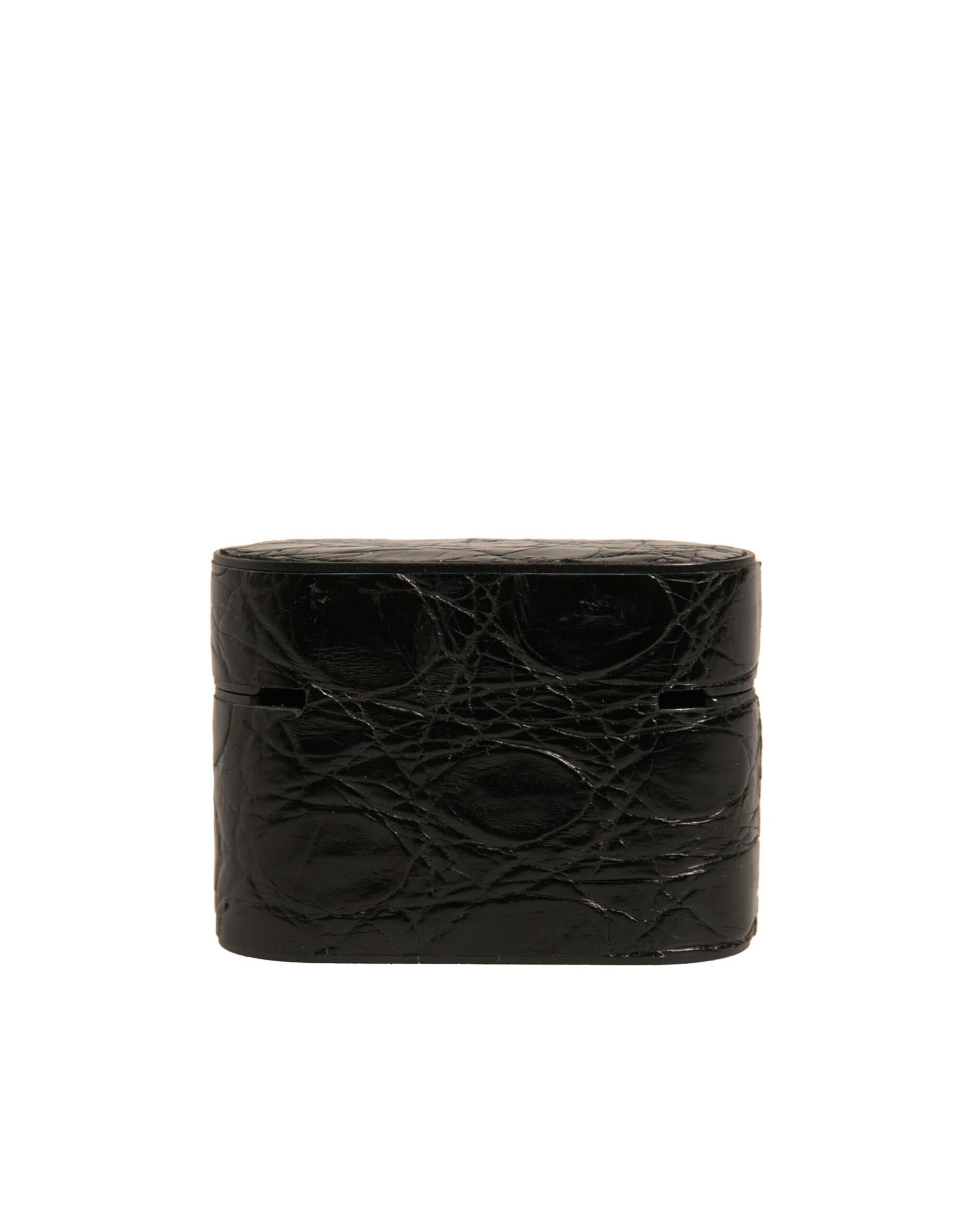 Black Leather Metal Logo Plaque Holder Airpods Case-Dolce & Gabbana-LabelTerrace.com