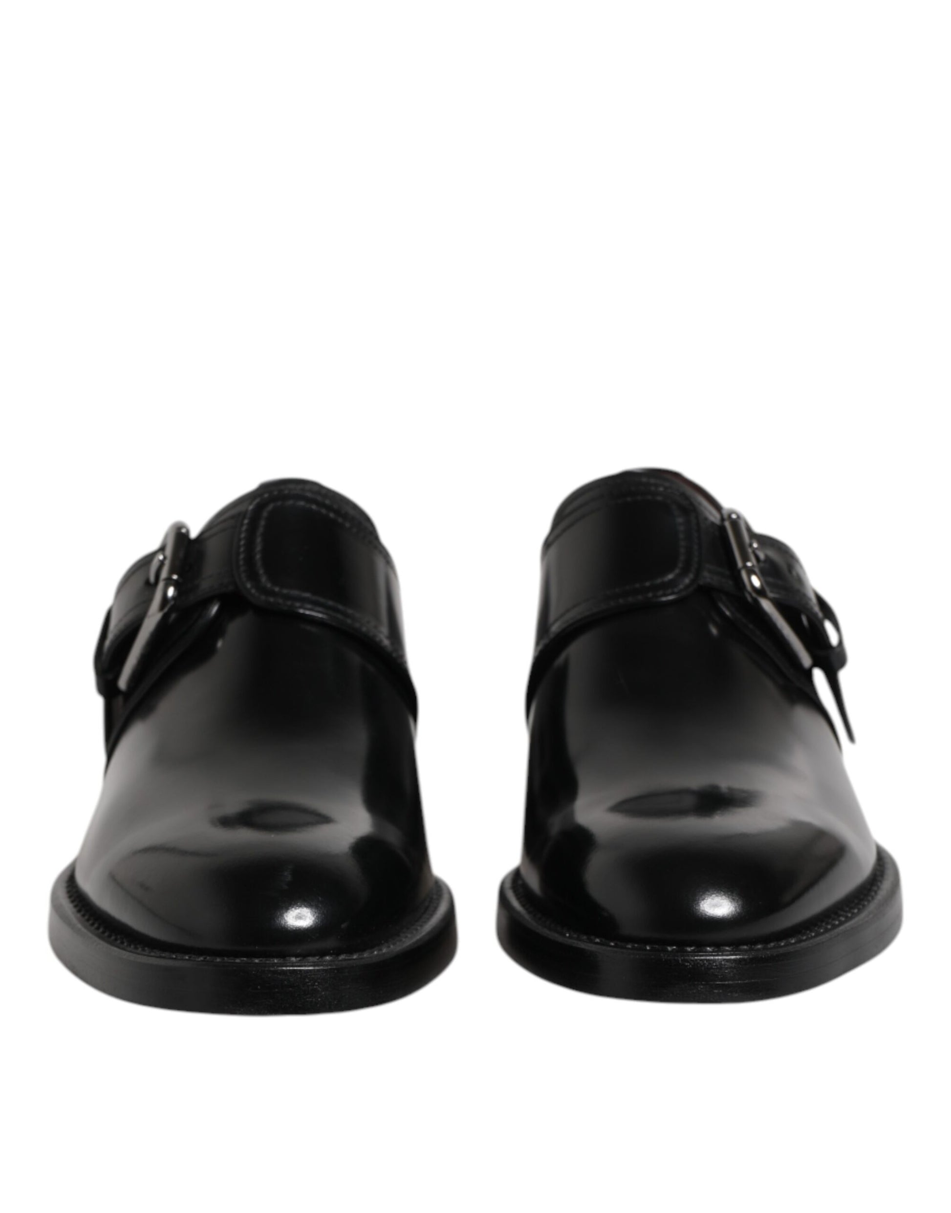 Black Leather Monk Strap Derby Formal Shoes