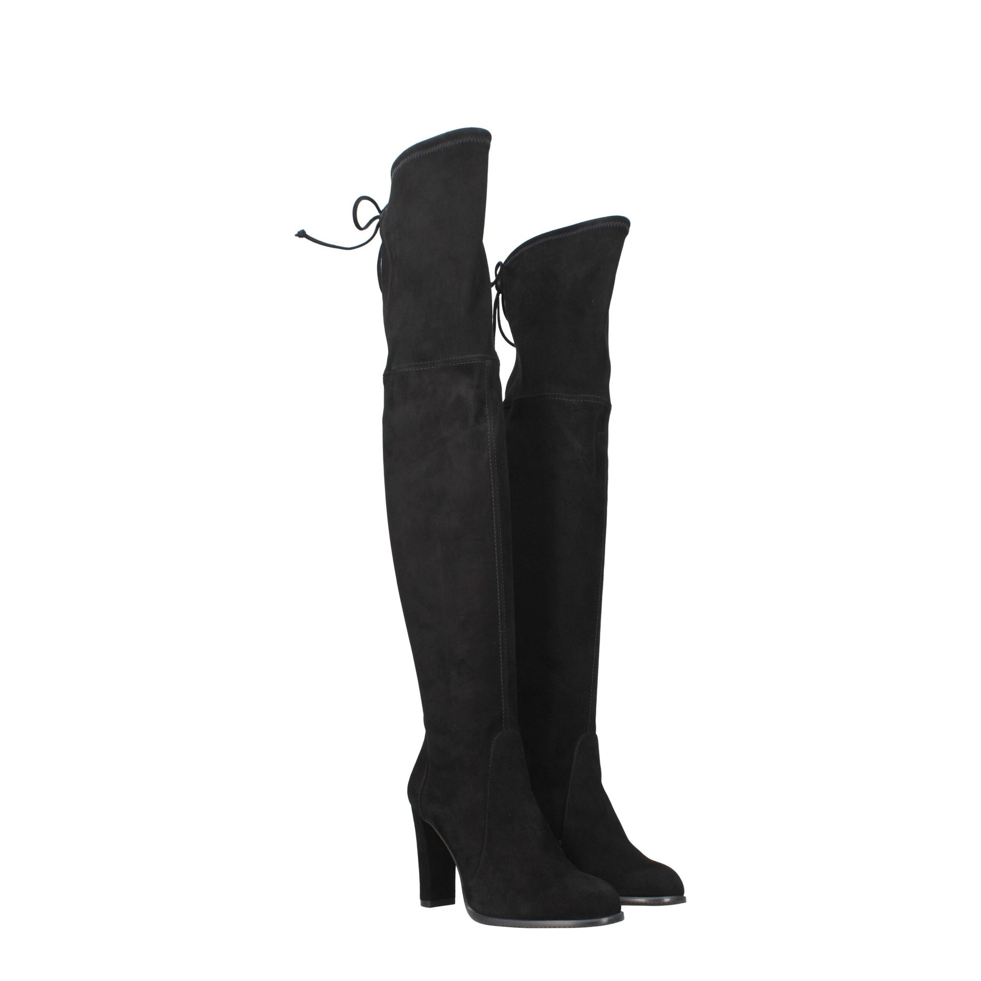 Black Leather Over The Knee-Stuart Weitzman-LabelTerrace.com