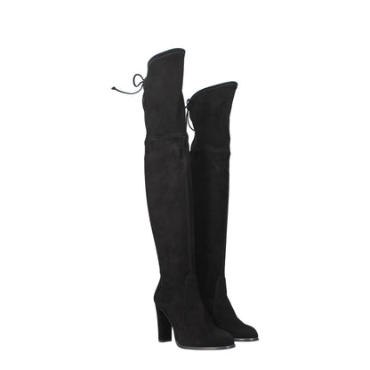 Black Leather Over The Knee-Stuart Weitzman-LabelTerrace.com