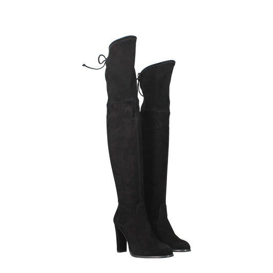 Black Leather Over The Knee-Stuart Weitzman-LabelTerrace.com