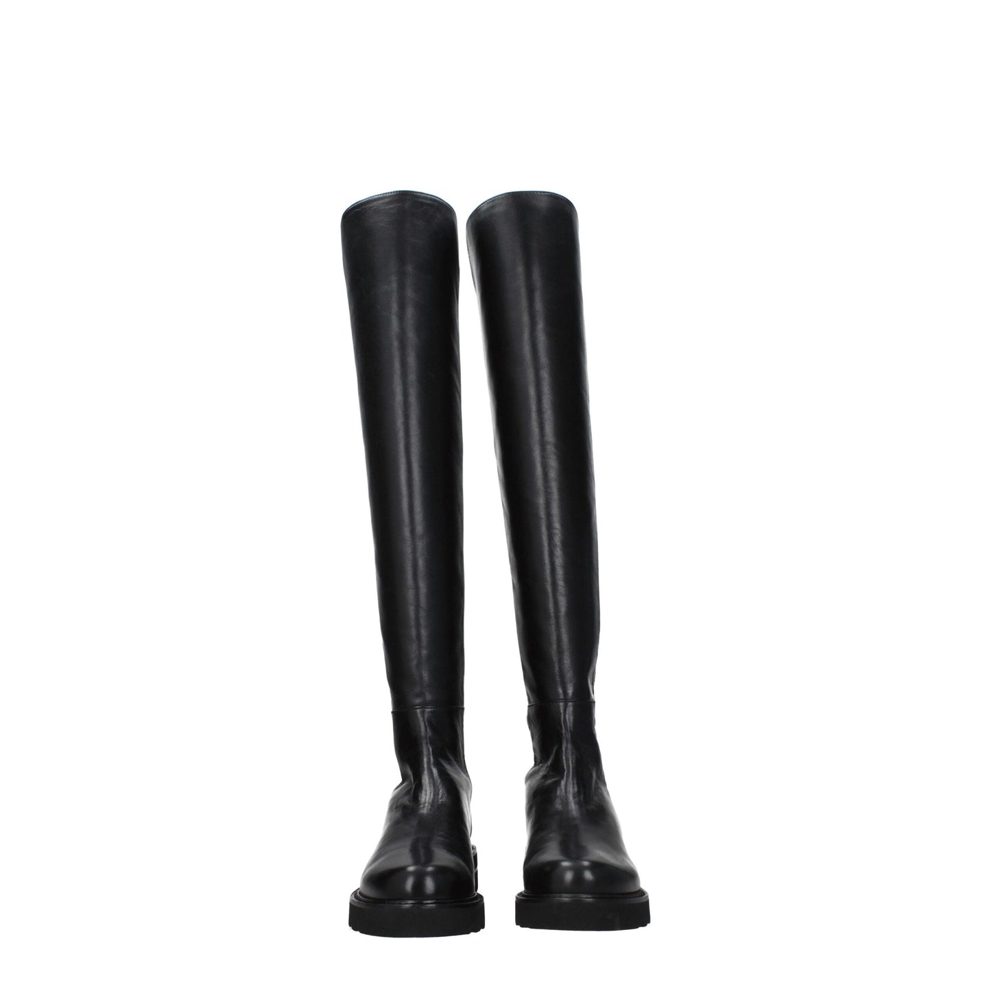 Black Leather Over The Knee-Stuart Weitzman-LabelTerrace.com
