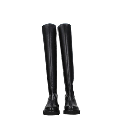 Black Leather Over The Knee-Stuart Weitzman-LabelTerrace.com