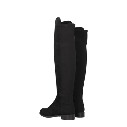 Black Leather Over The Knee-Stuart Weitzman-LabelTerrace.com