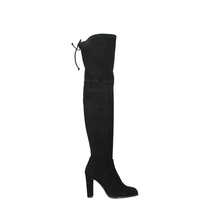 Black Leather Over The Knee-Stuart Weitzman-LabelTerrace.com