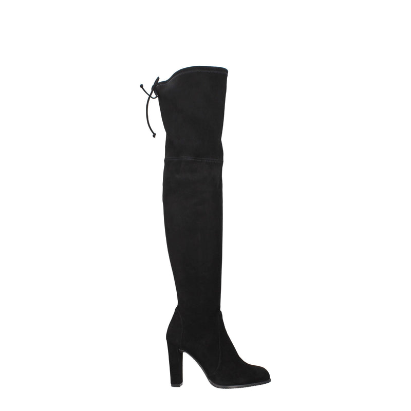 Black Leather Over The Knee-Stuart Weitzman-LabelTerrace.com