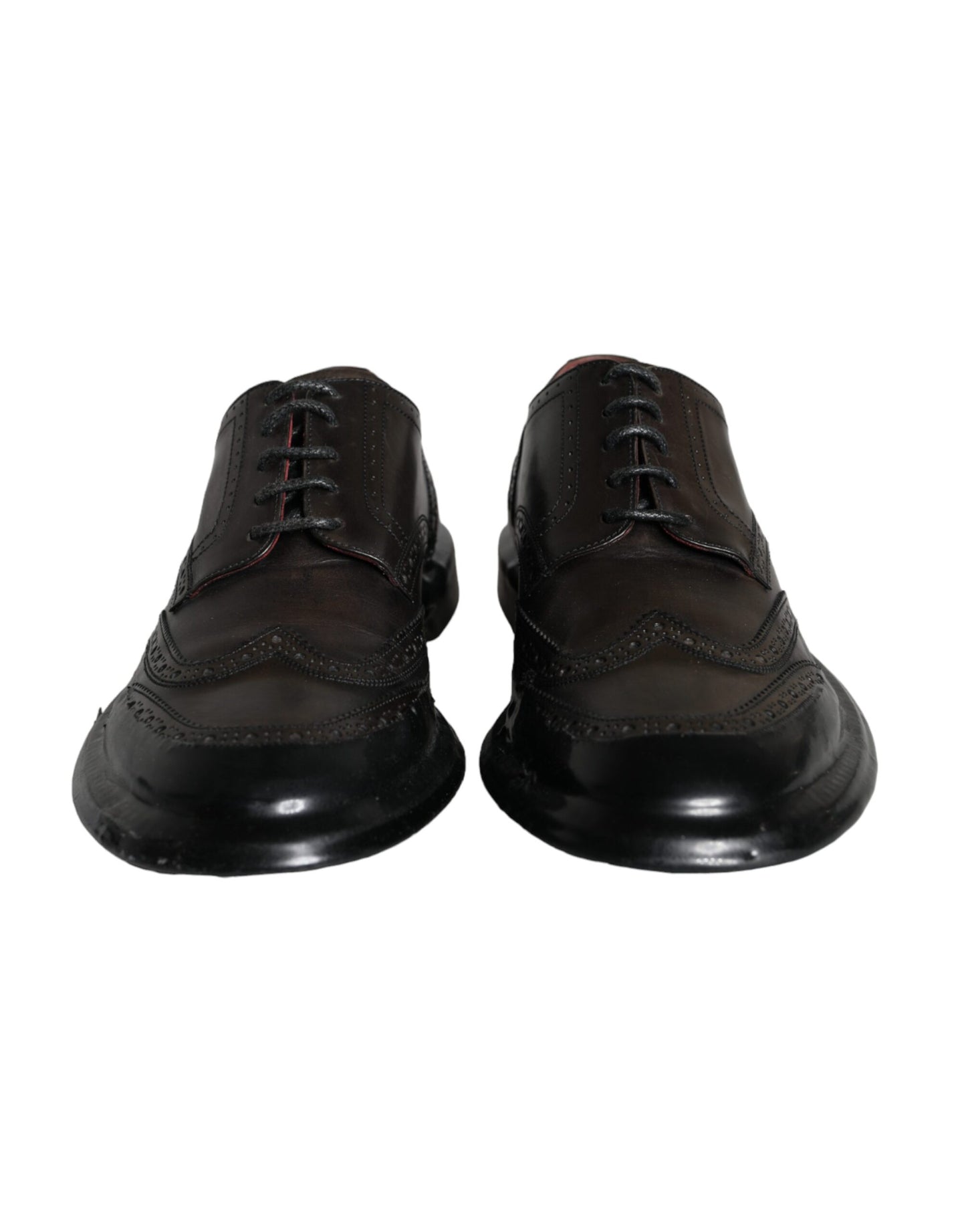 Black Leather Oxford Wingtip Formal Men Shoes-Dolce & Gabbana-LabelTerrace.com