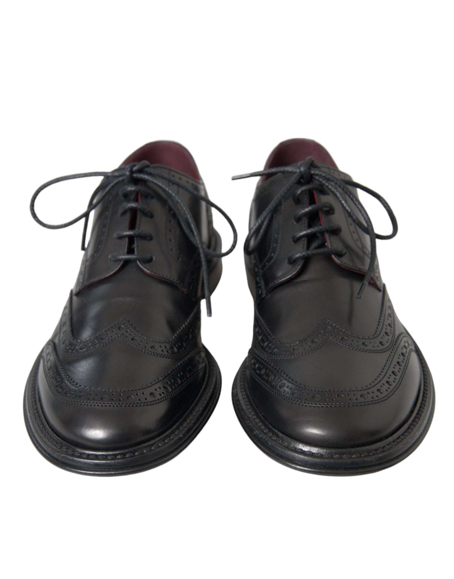 Black Leather Oxford Wingtip Formal Men Shoes-Dolce & Gabbana-LabelTerrace.com