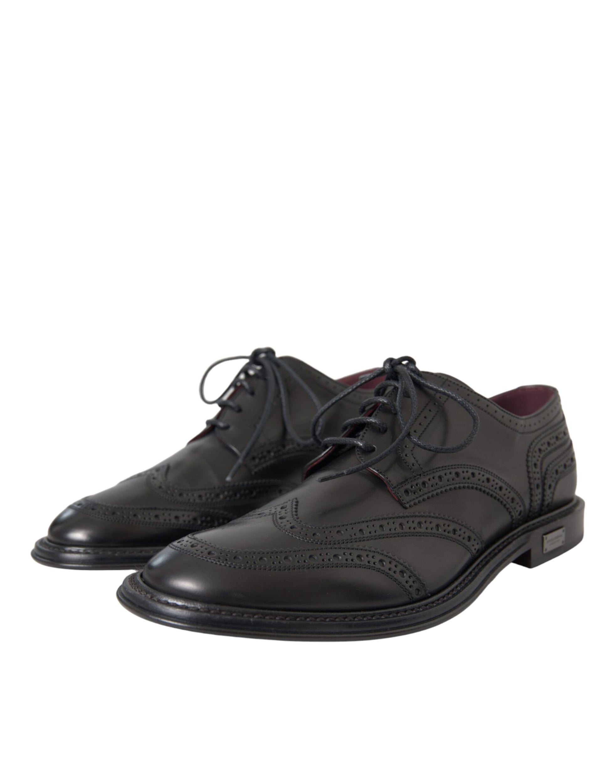Black Leather Oxford Wingtip Formal Men Shoes-Dolce & Gabbana-LabelTerrace.com