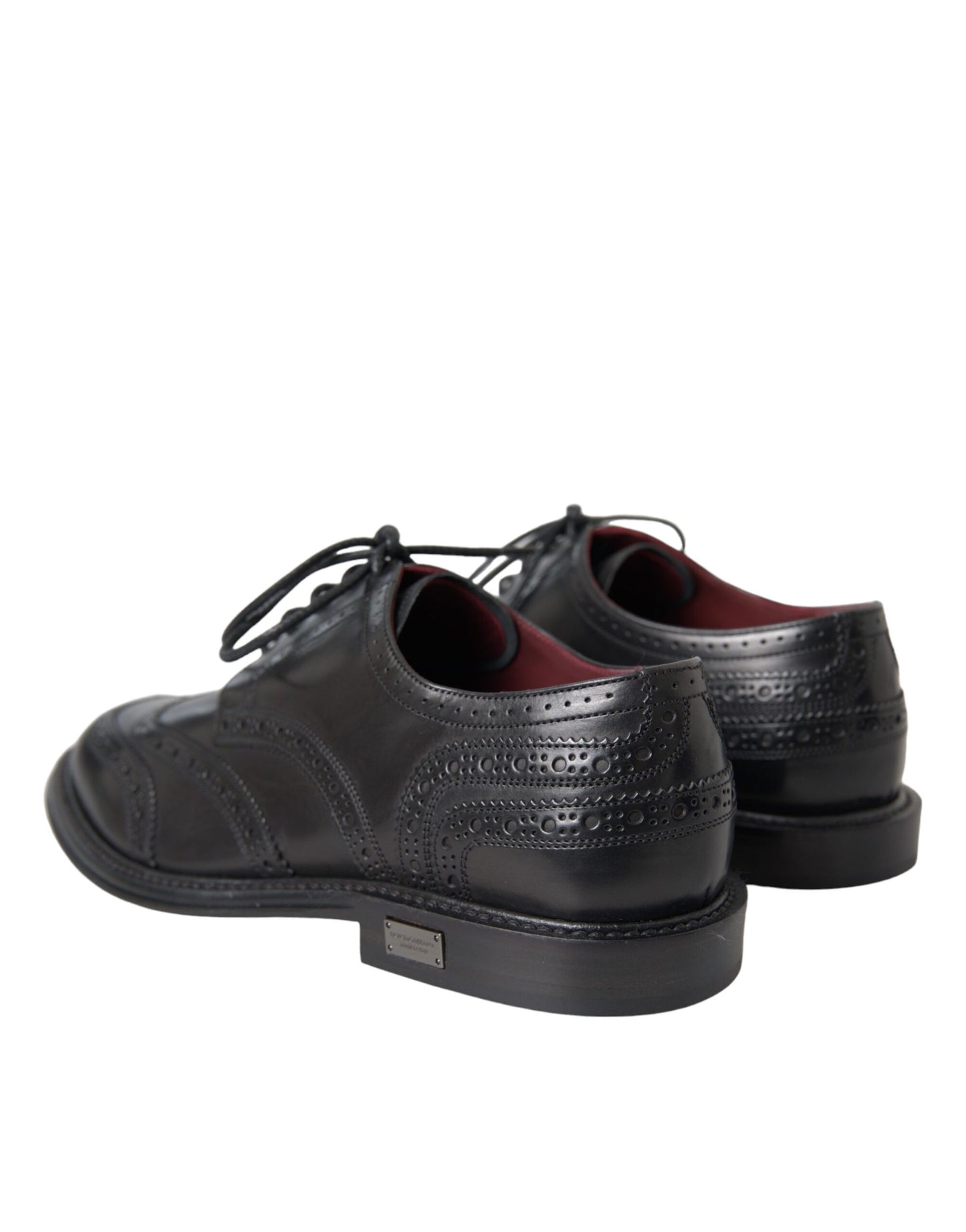 Black Leather Oxford Wingtip Formal Men Shoes-Dolce & Gabbana-LabelTerrace.com