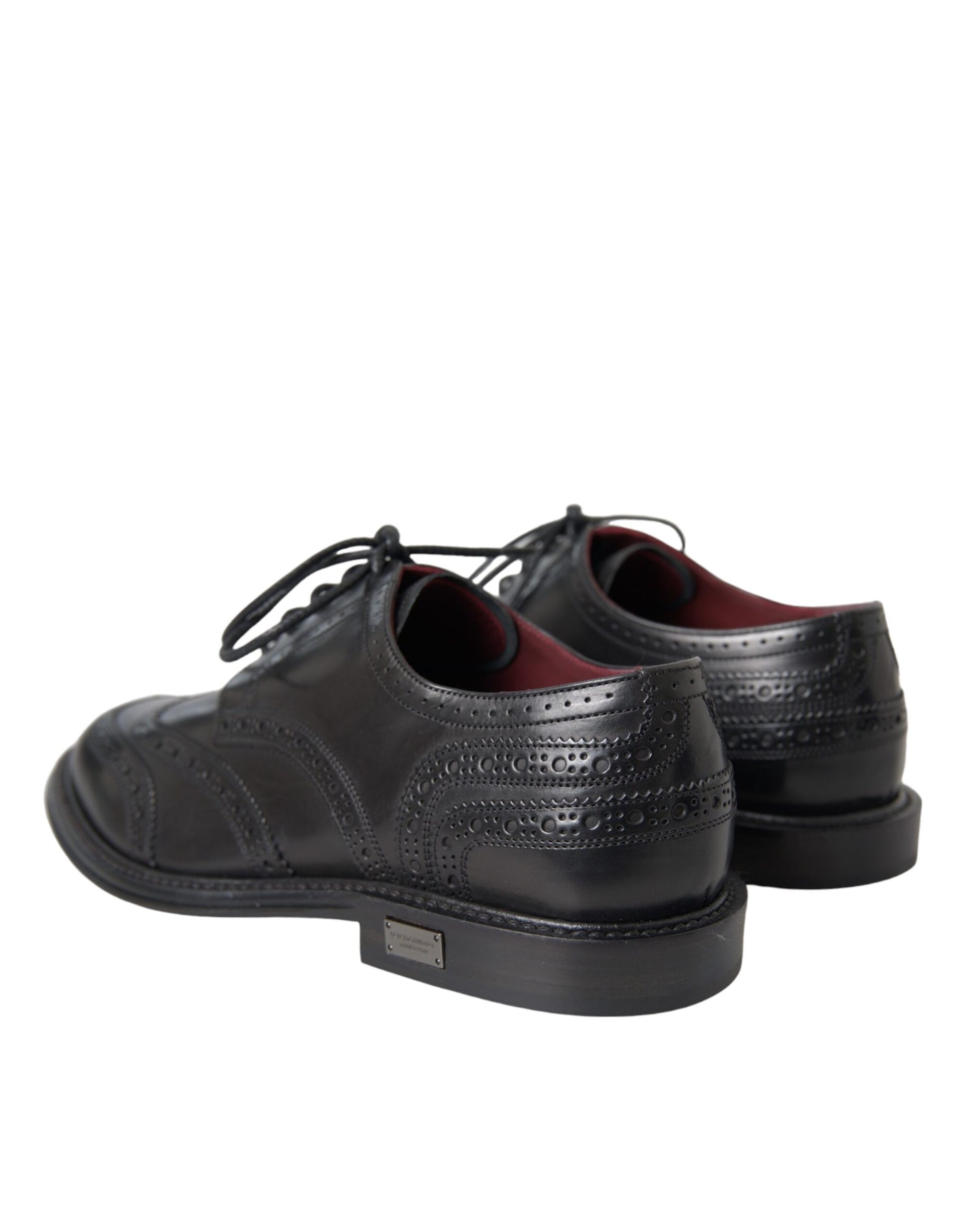 Black Leather Oxford Wingtip Formal Men Shoes-Dolce & Gabbana-LabelTerrace.com