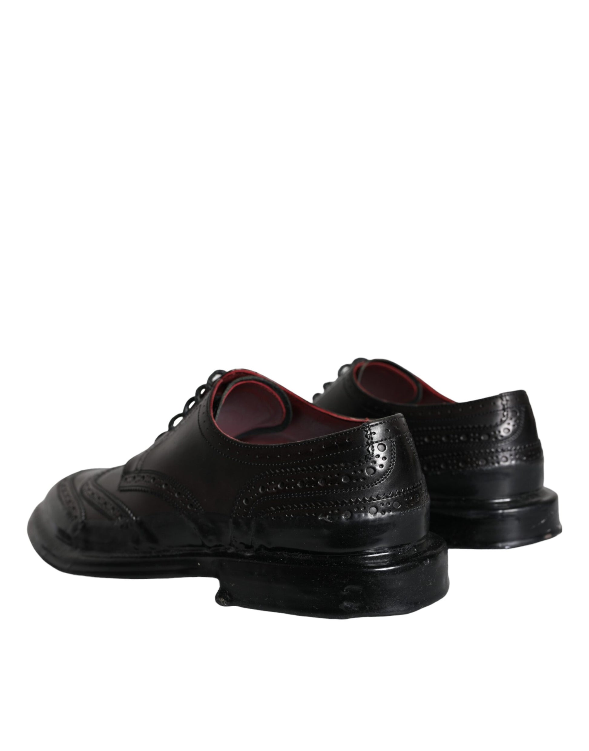 Black Leather Oxford Wingtip Formal Men Shoes-Dolce & Gabbana-LabelTerrace.com