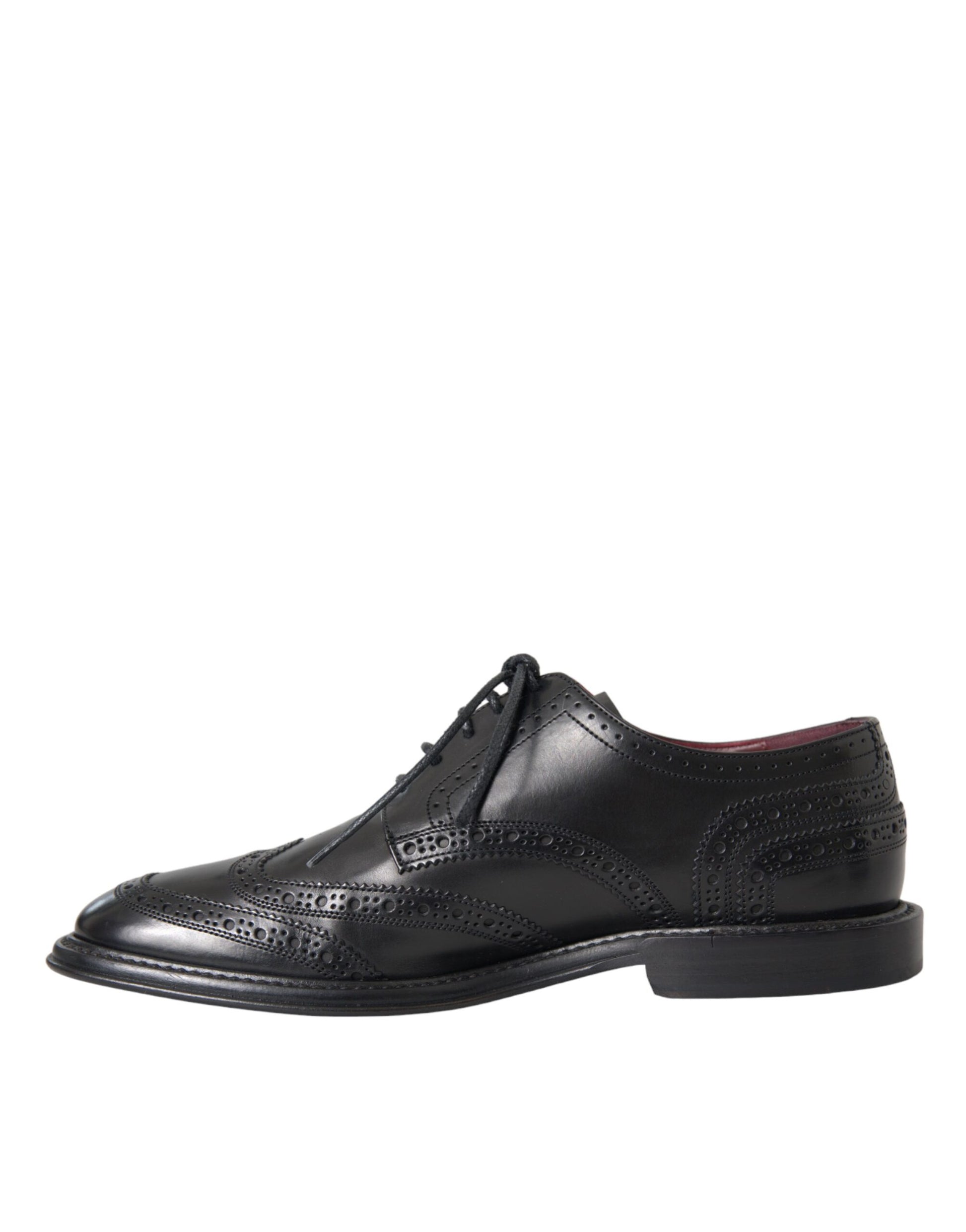 Black Leather Oxford Wingtip Formal Men Shoes-Dolce & Gabbana-LabelTerrace.com