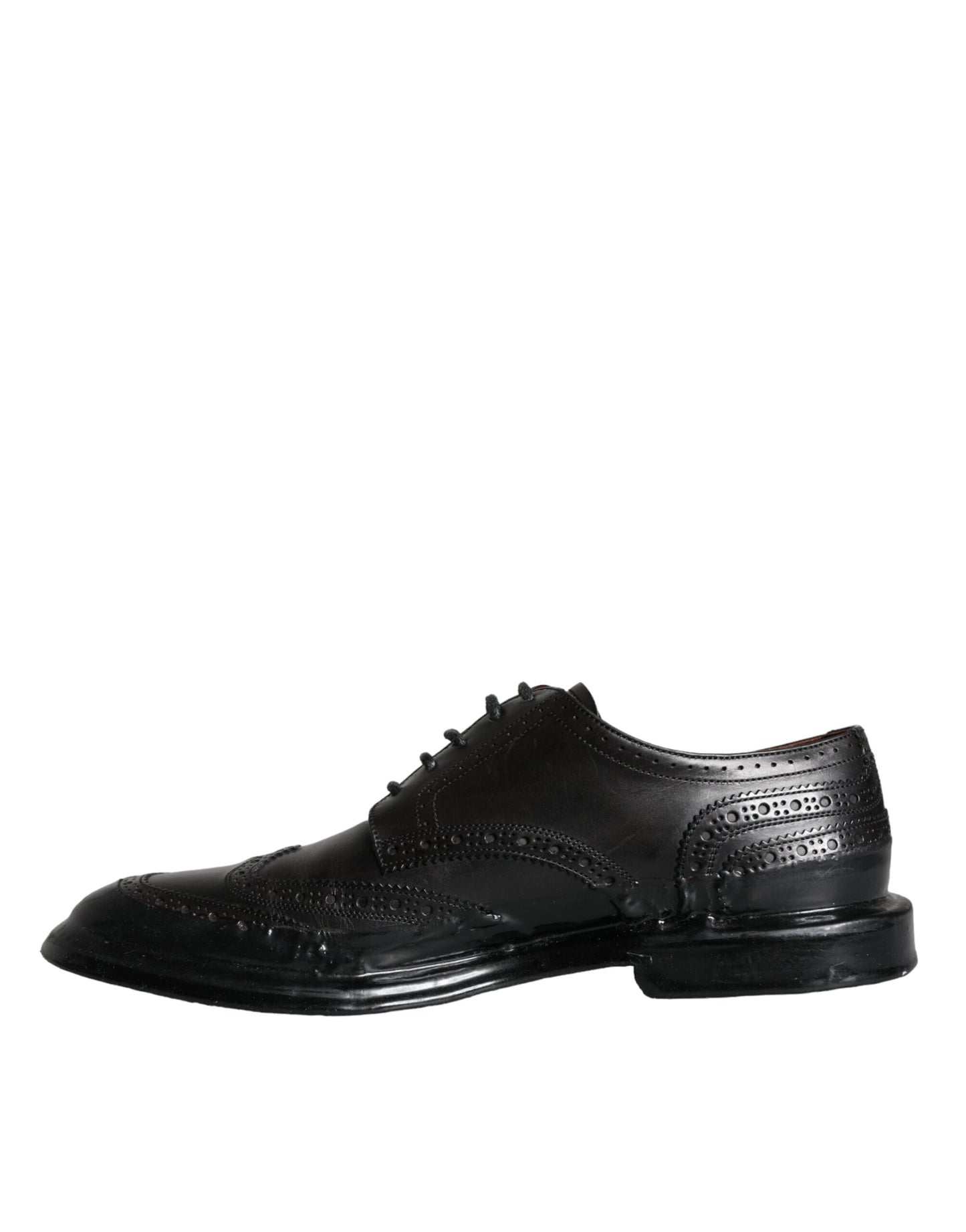 Black Leather Oxford Wingtip Formal Men Shoes-Dolce & Gabbana-LabelTerrace.com
