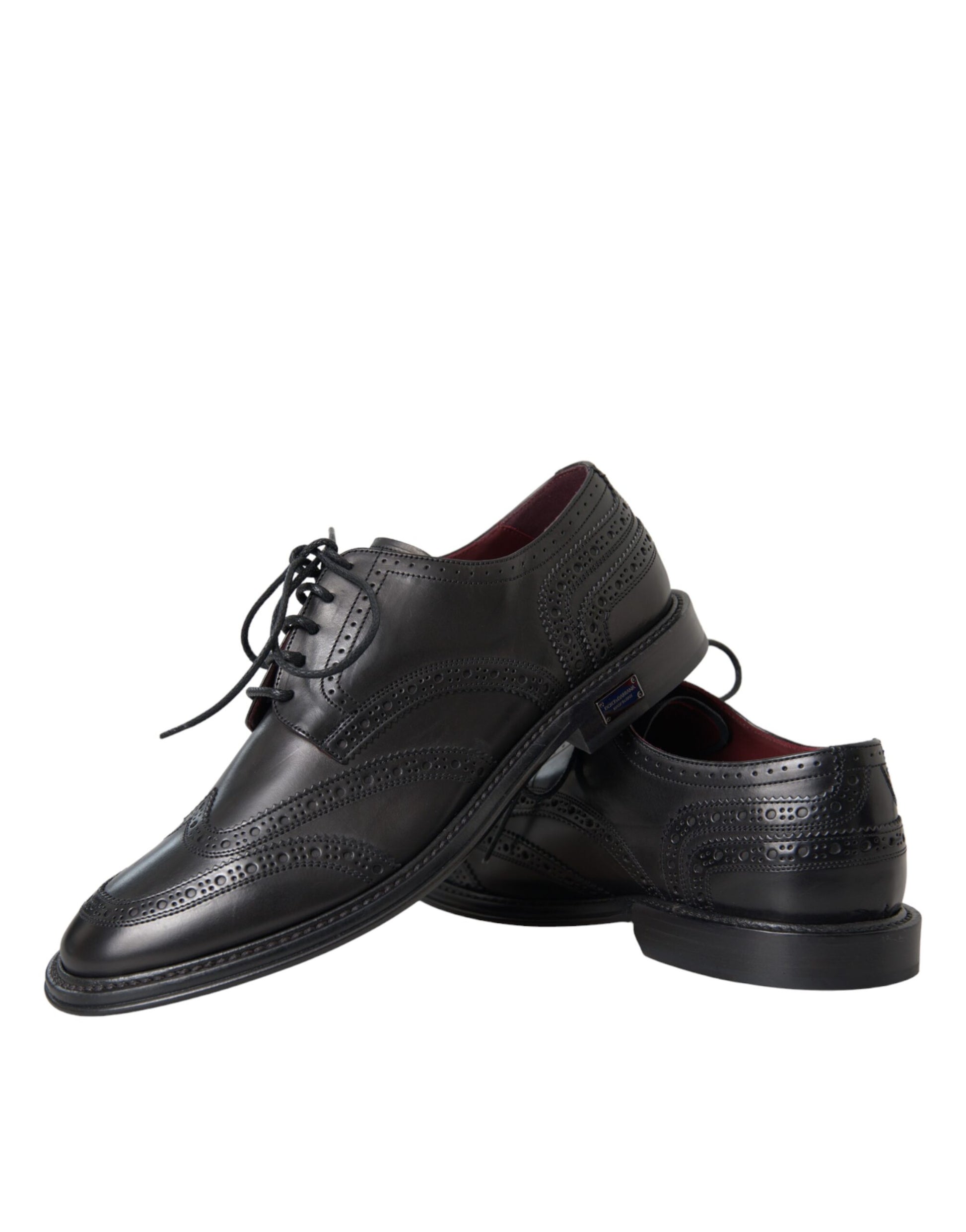 Black Leather Oxford Wingtip Formal Men Shoes-Dolce & Gabbana-LabelTerrace.com