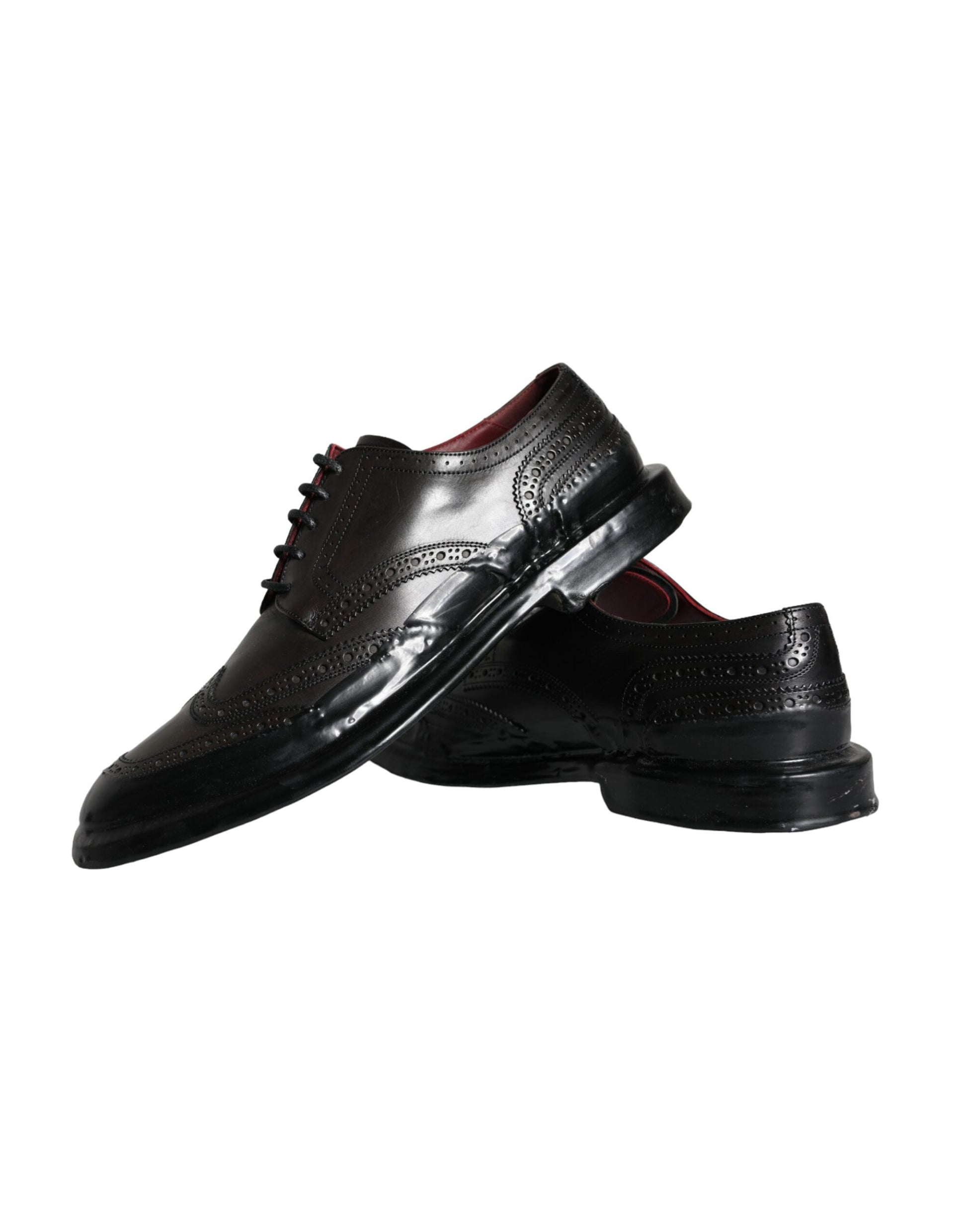 Black Leather Oxford Wingtip Formal Men Shoes-Dolce & Gabbana-LabelTerrace.com