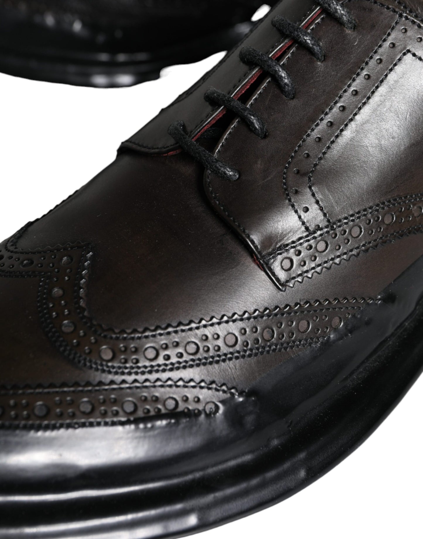 Black Leather Oxford Wingtip Formal Men Shoes-Dolce & Gabbana-LabelTerrace.com