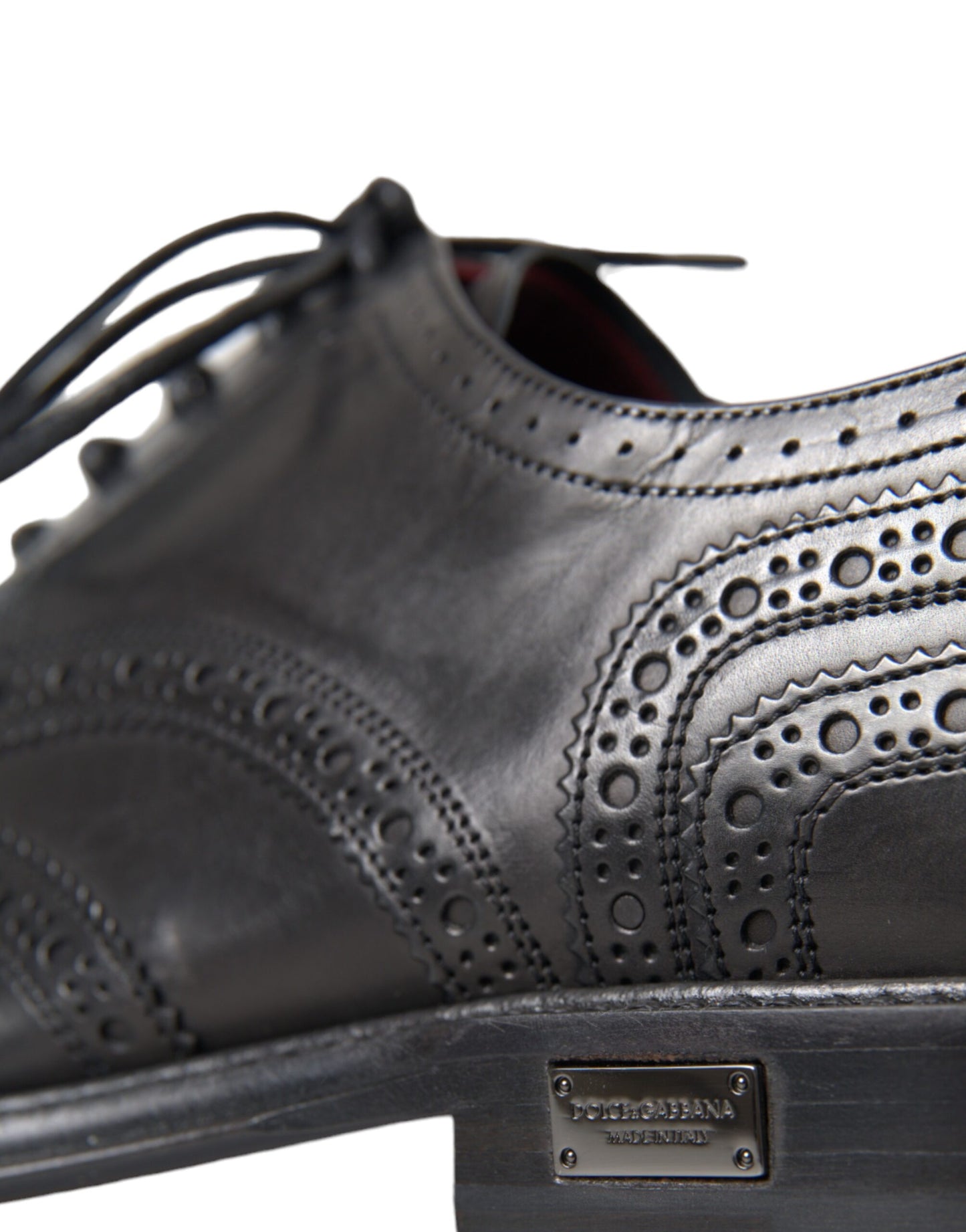 Black Leather Oxford Wingtip Formal Men Shoes-Dolce & Gabbana-LabelTerrace.com