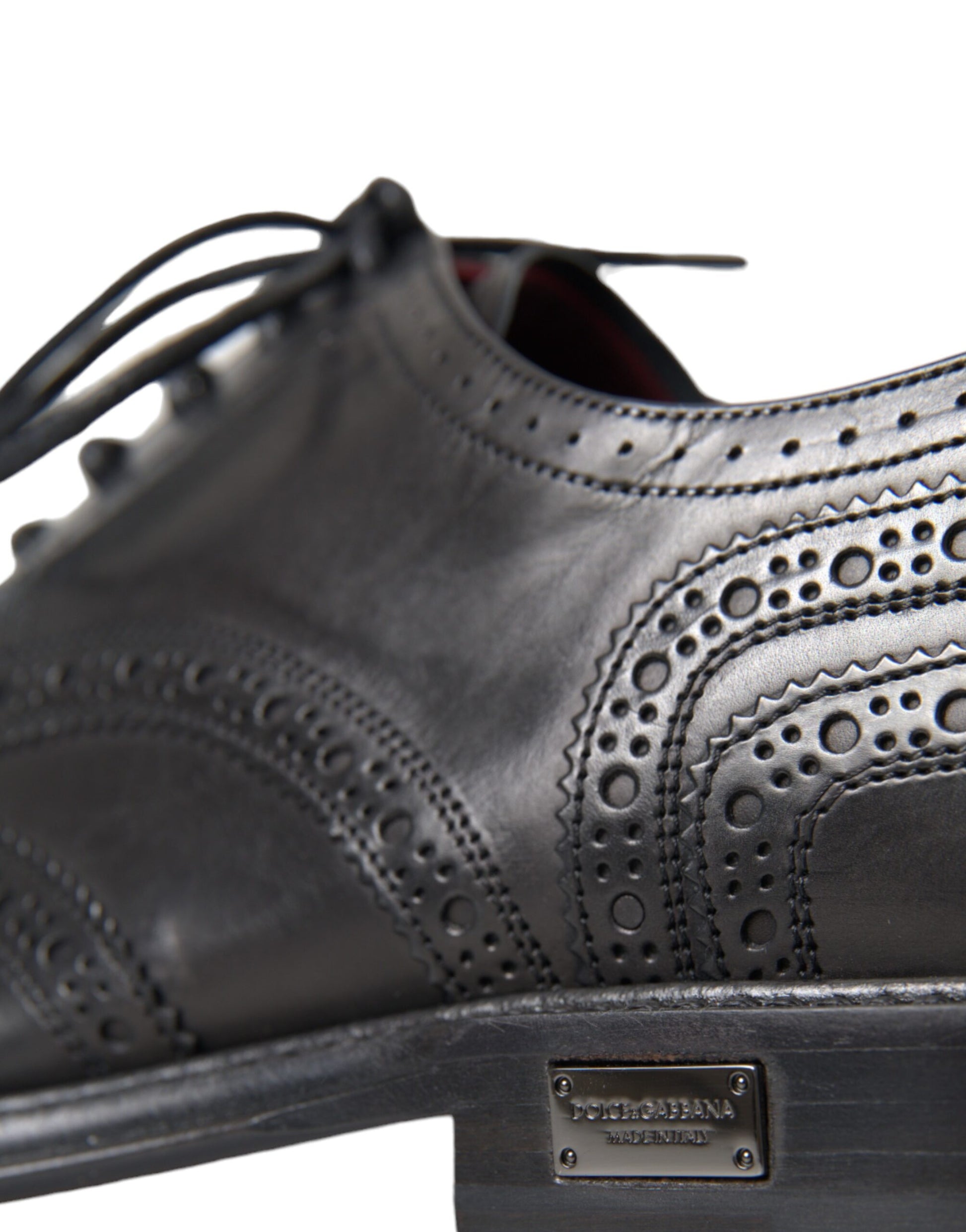 Black Leather Oxford Wingtip Formal Men Shoes-Dolce & Gabbana-LabelTerrace.com