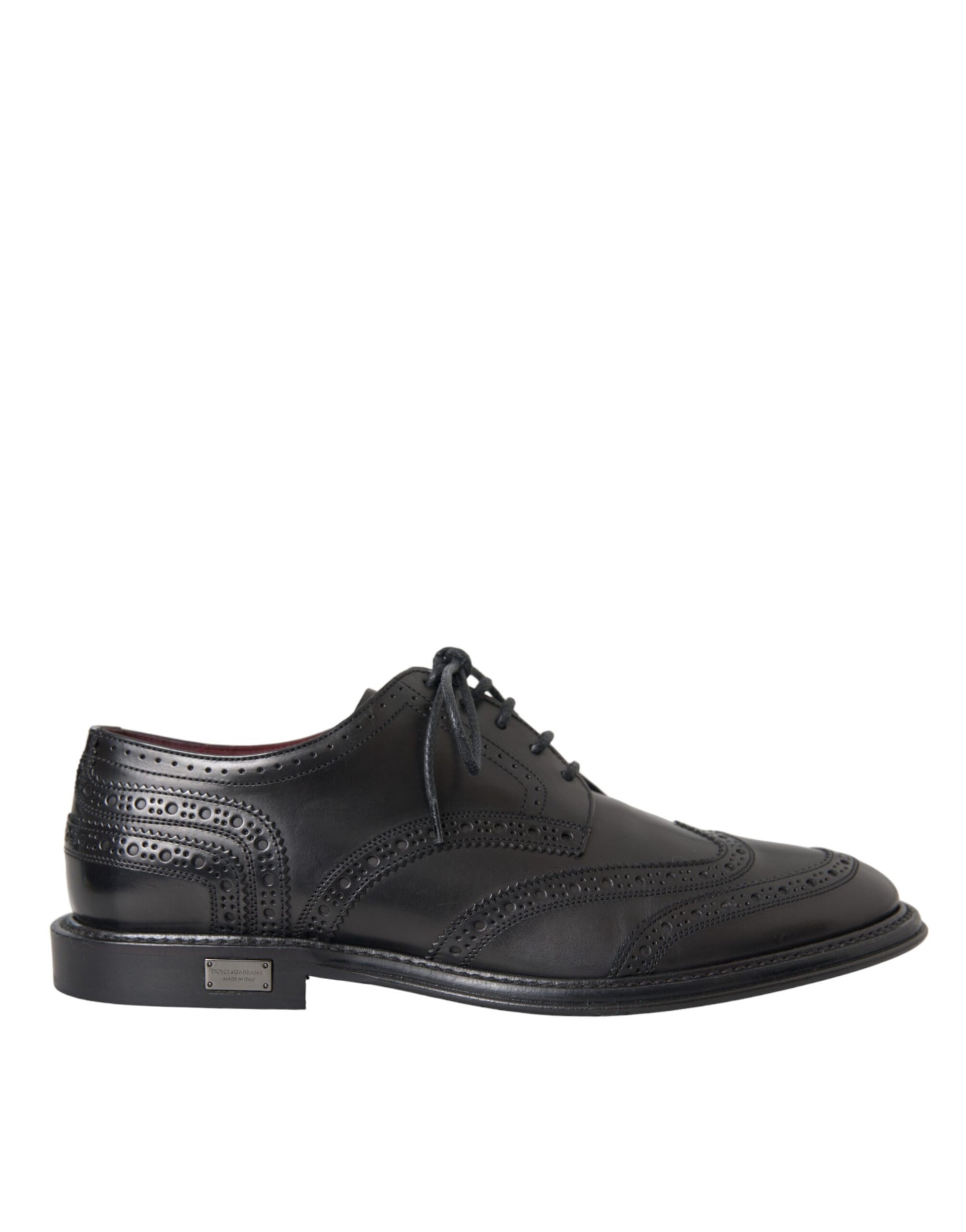 Black Leather Oxford Wingtip Formal Men Shoes-Dolce & Gabbana-LabelTerrace.com