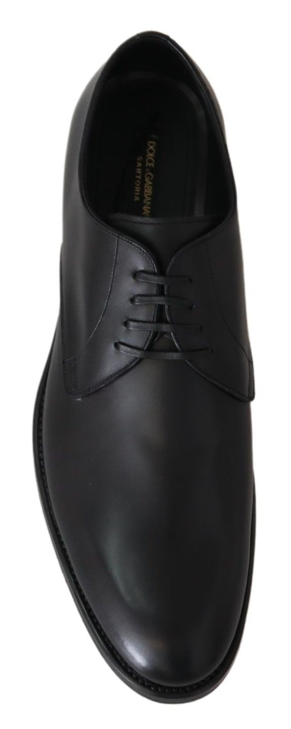 Black Leather SARTORIA Hand Made Shoes-Dolce & Gabbana-LabelTerrace.com