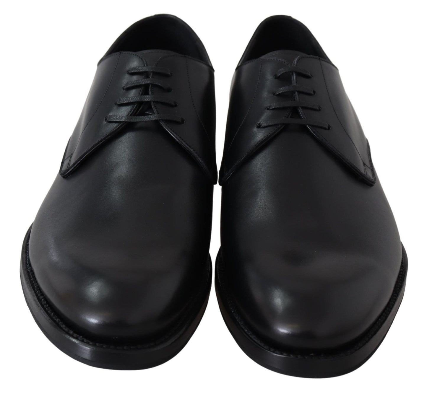 Black Leather SARTORIA Hand Made Shoes-Dolce & Gabbana-LabelTerrace.com
