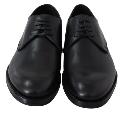 Black Leather SARTORIA Hand Made Shoes-Dolce & Gabbana-LabelTerrace.com