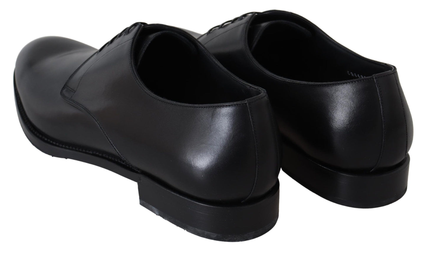 Black Leather SARTORIA Hand Made Shoes-Dolce & Gabbana-LabelTerrace.com