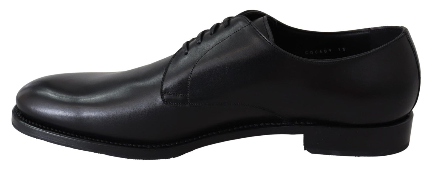 Black Leather SARTORIA Hand Made Shoes-Dolce & Gabbana-LabelTerrace.com