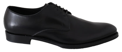 Black Leather SARTORIA Hand Made Shoes-Dolce & Gabbana-LabelTerrace.com