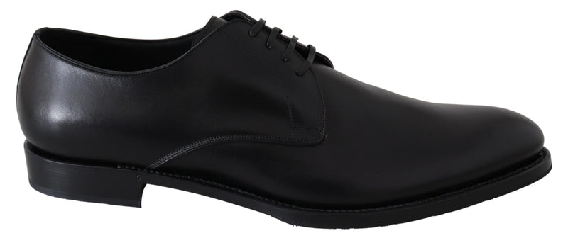 Black Leather SARTORIA Hand Made Shoes-Dolce & Gabbana-LabelTerrace.com