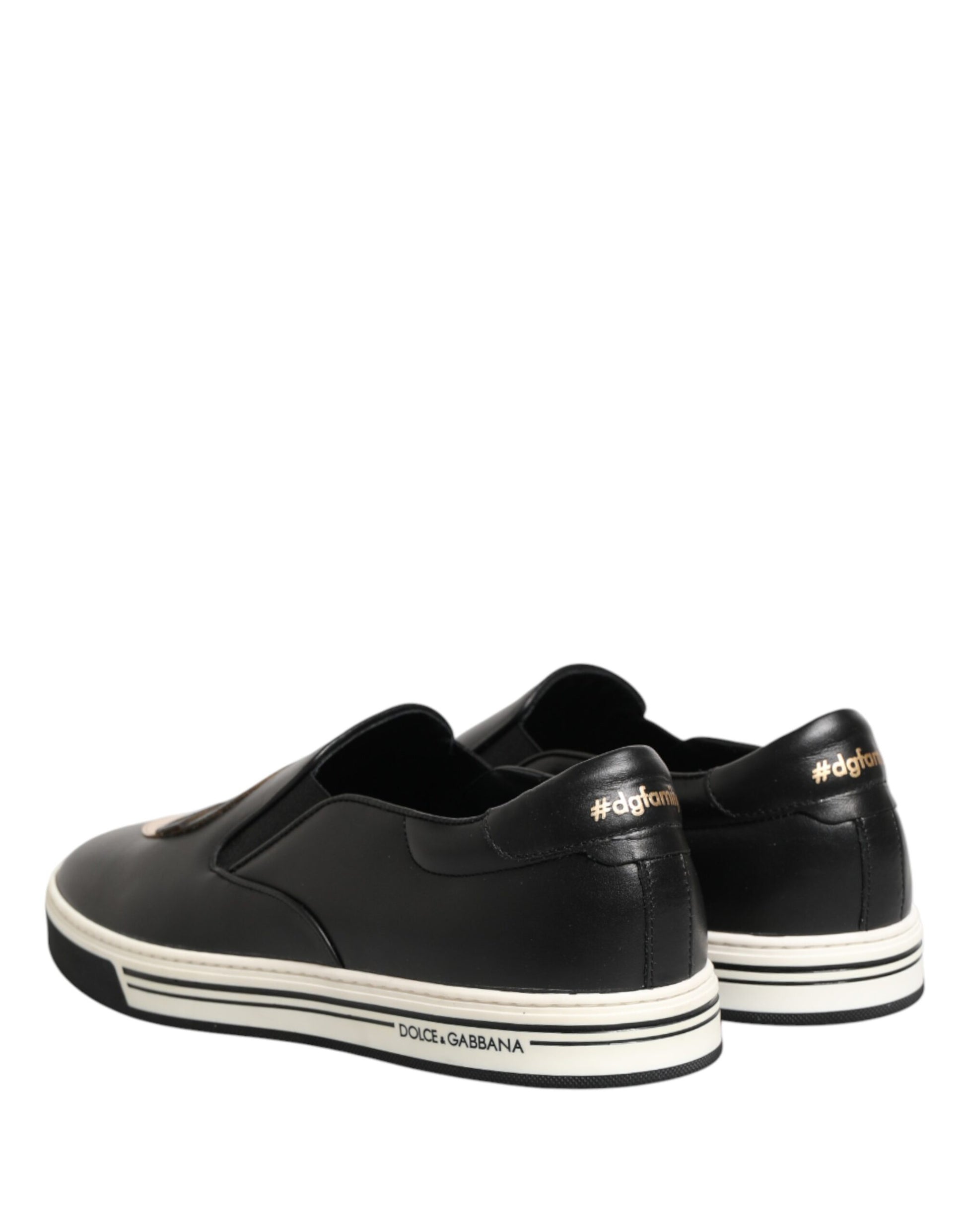 Black Leather Signature Figures Sneakers Shoes