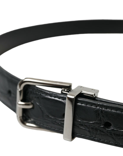 Black Leather Silver Metal Buckle Belt-Dolce & Gabbana-LabelTerrace.com