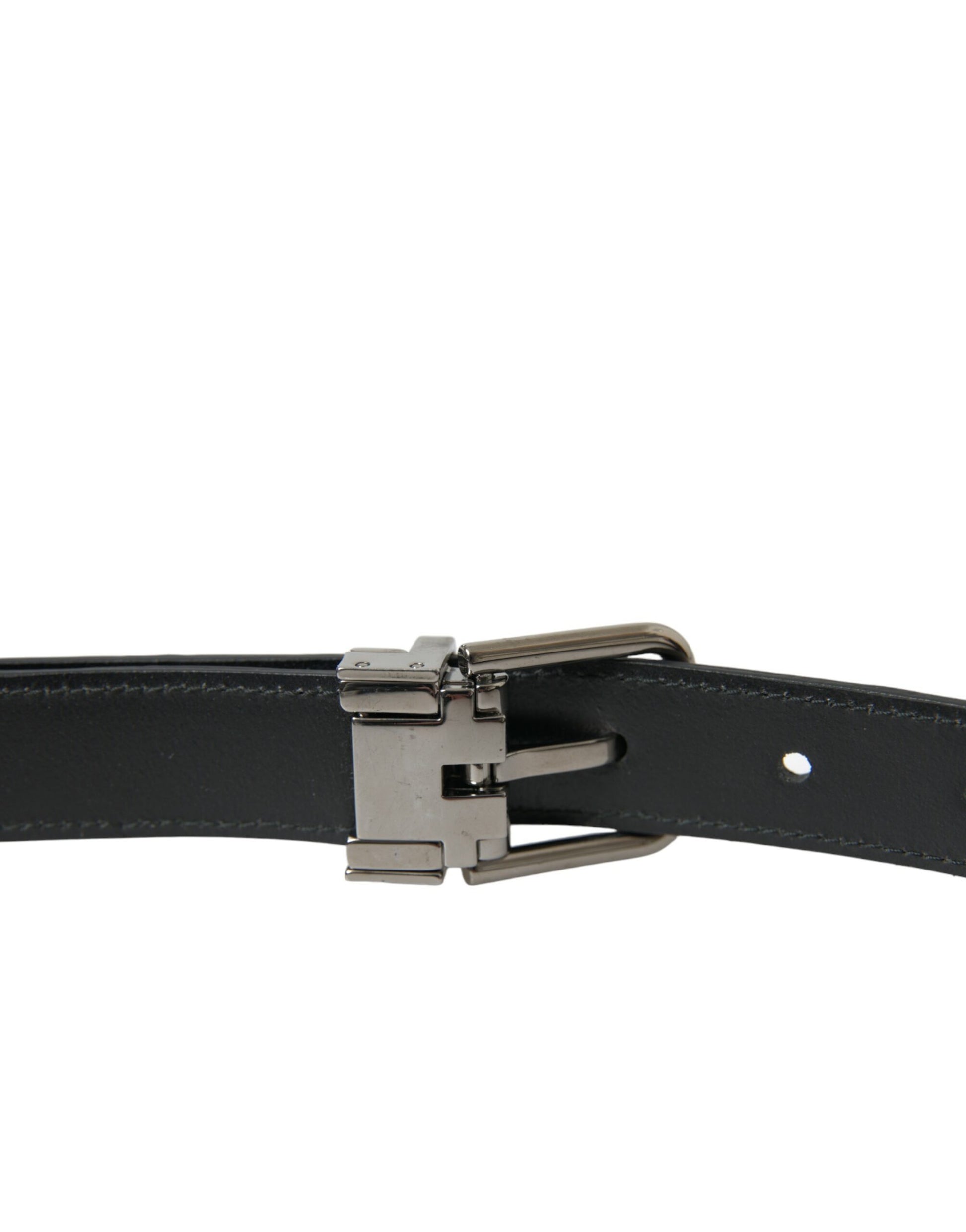 Black Leather Silver Metal Buckle Belt-Dolce & Gabbana-LabelTerrace.com