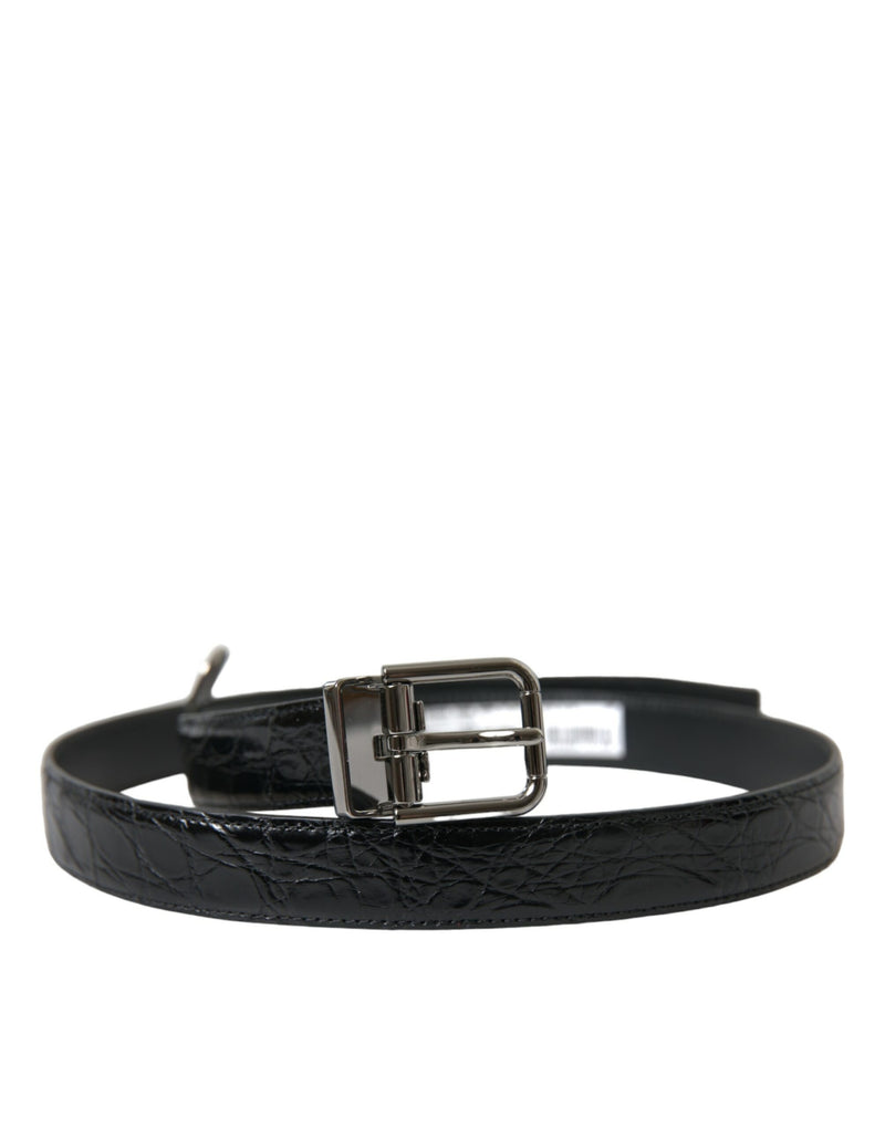 Black Leather Silver Metal Buckle Belt-Dolce & Gabbana-LabelTerrace.com