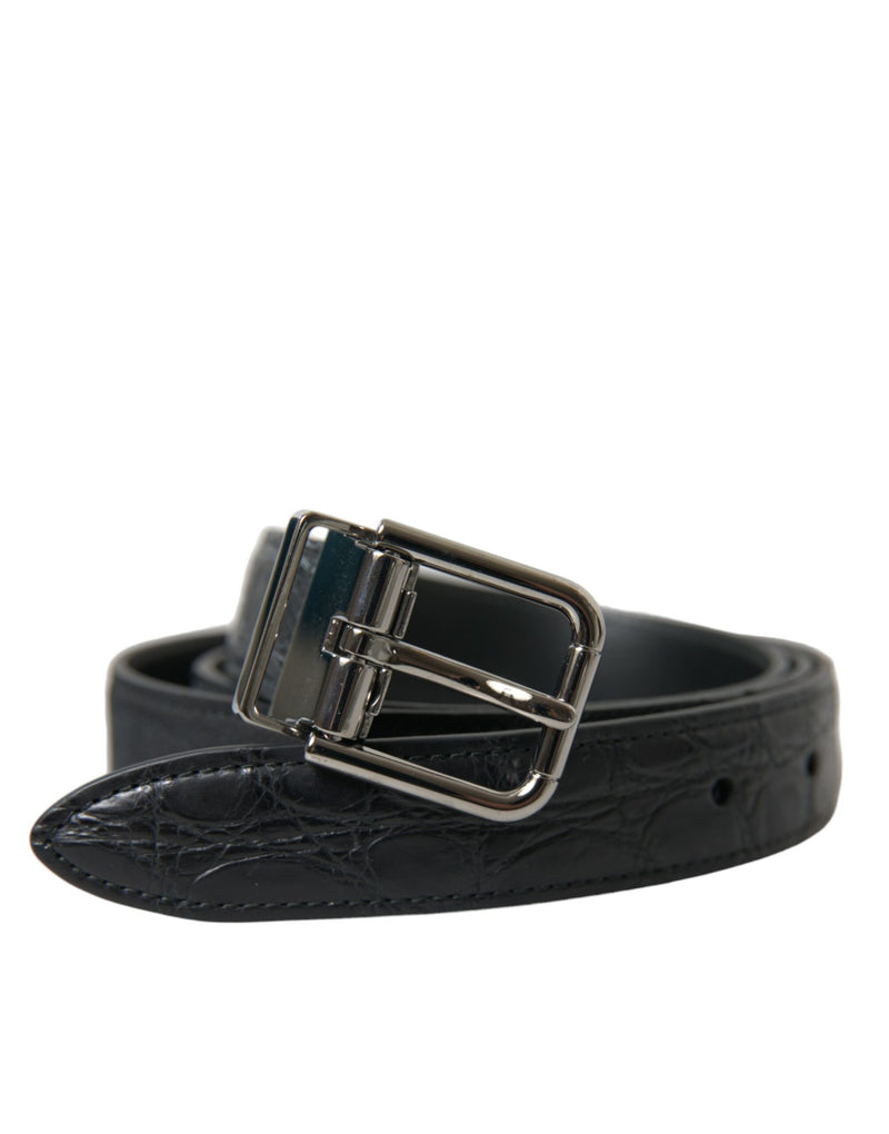 Black Leather Silver Metal Buckle Belt-Dolce & Gabbana-LabelTerrace.com