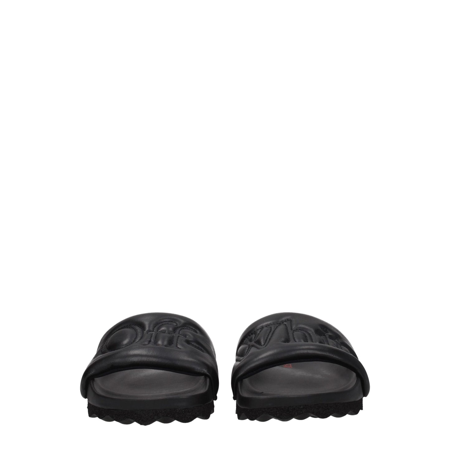 Black Leather Slippers-Off-White-LabelTerrace.com