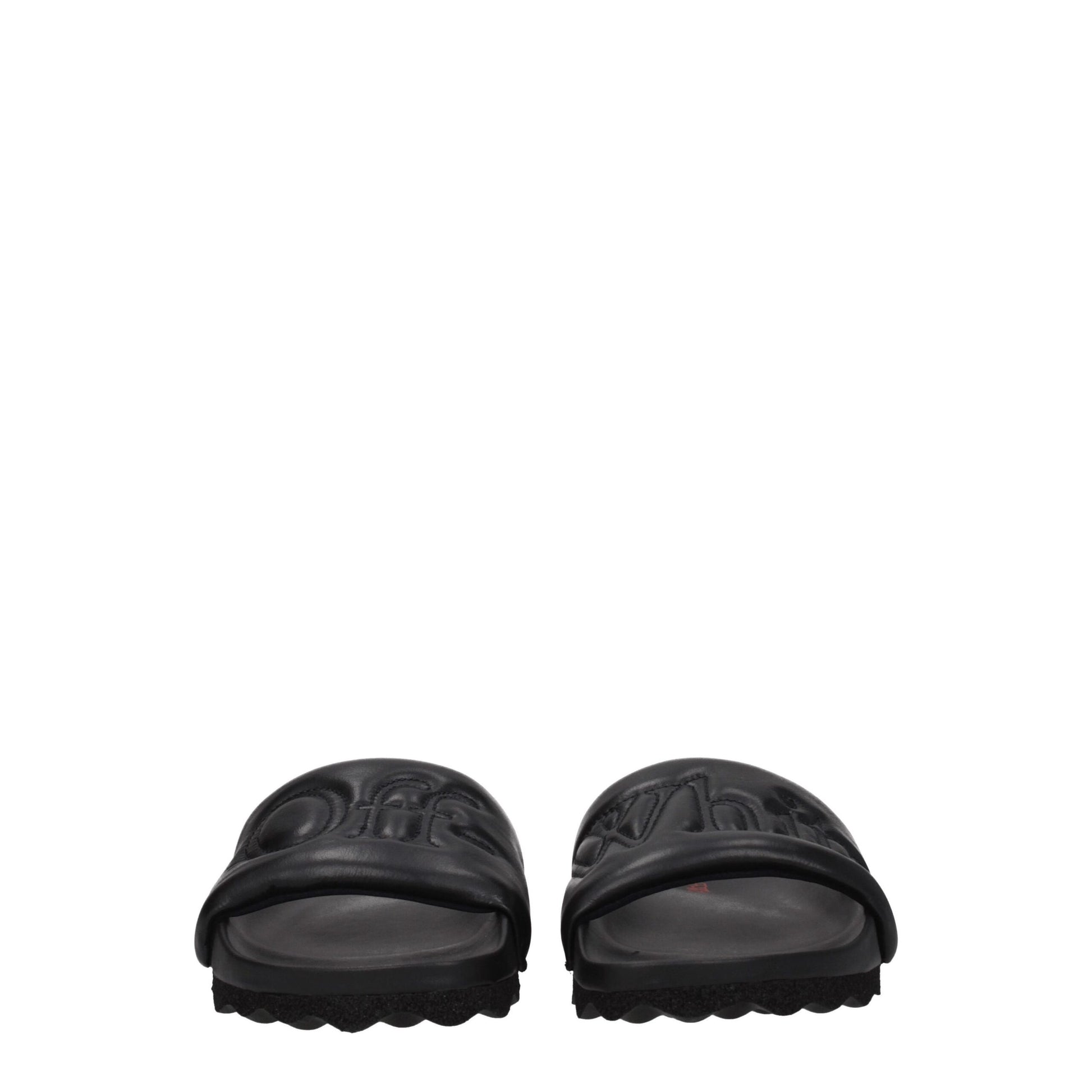 Black Leather Slippers-Off-White-LabelTerrace.com