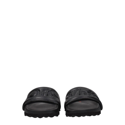 Black Leather Slippers-Off-White-LabelTerrace.com