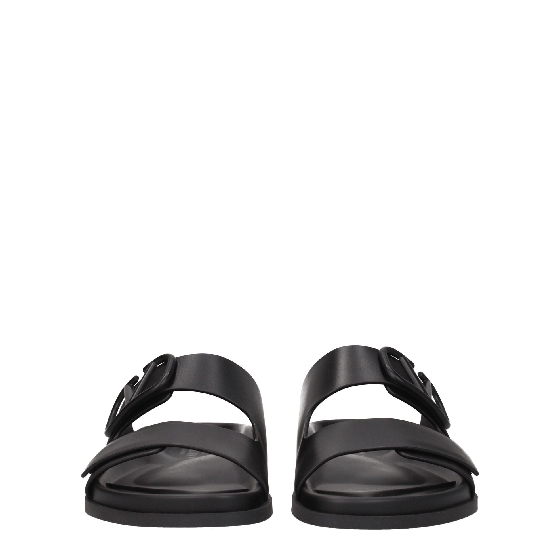 Black Leather Slippers-Valentino Garavani-LabelTerrace.com