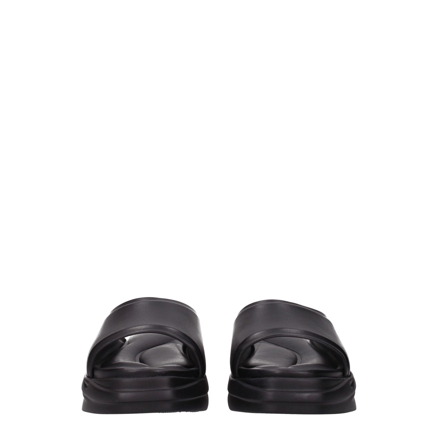 Black Leather Slippers Sandals