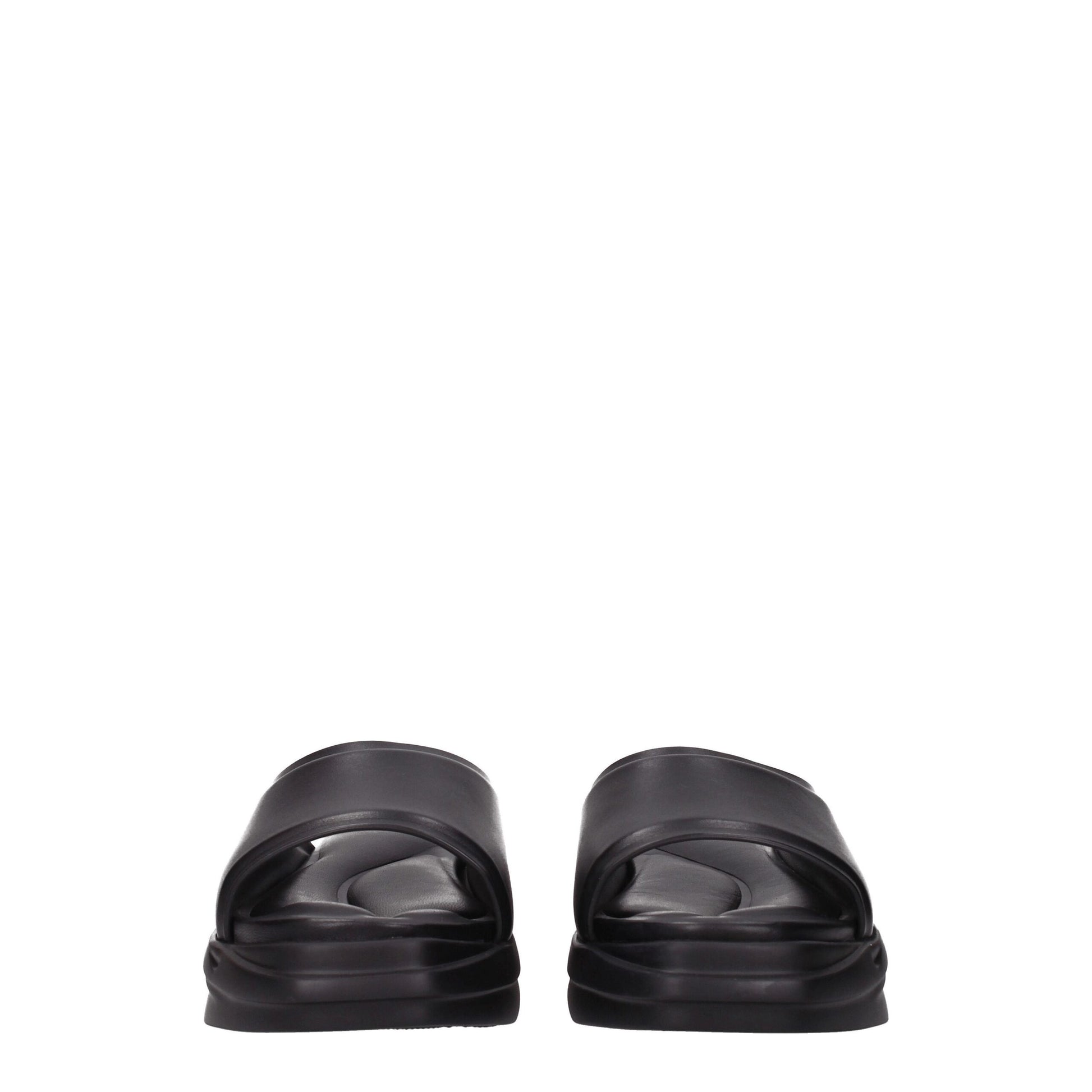 Black Leather Slippers Sandals