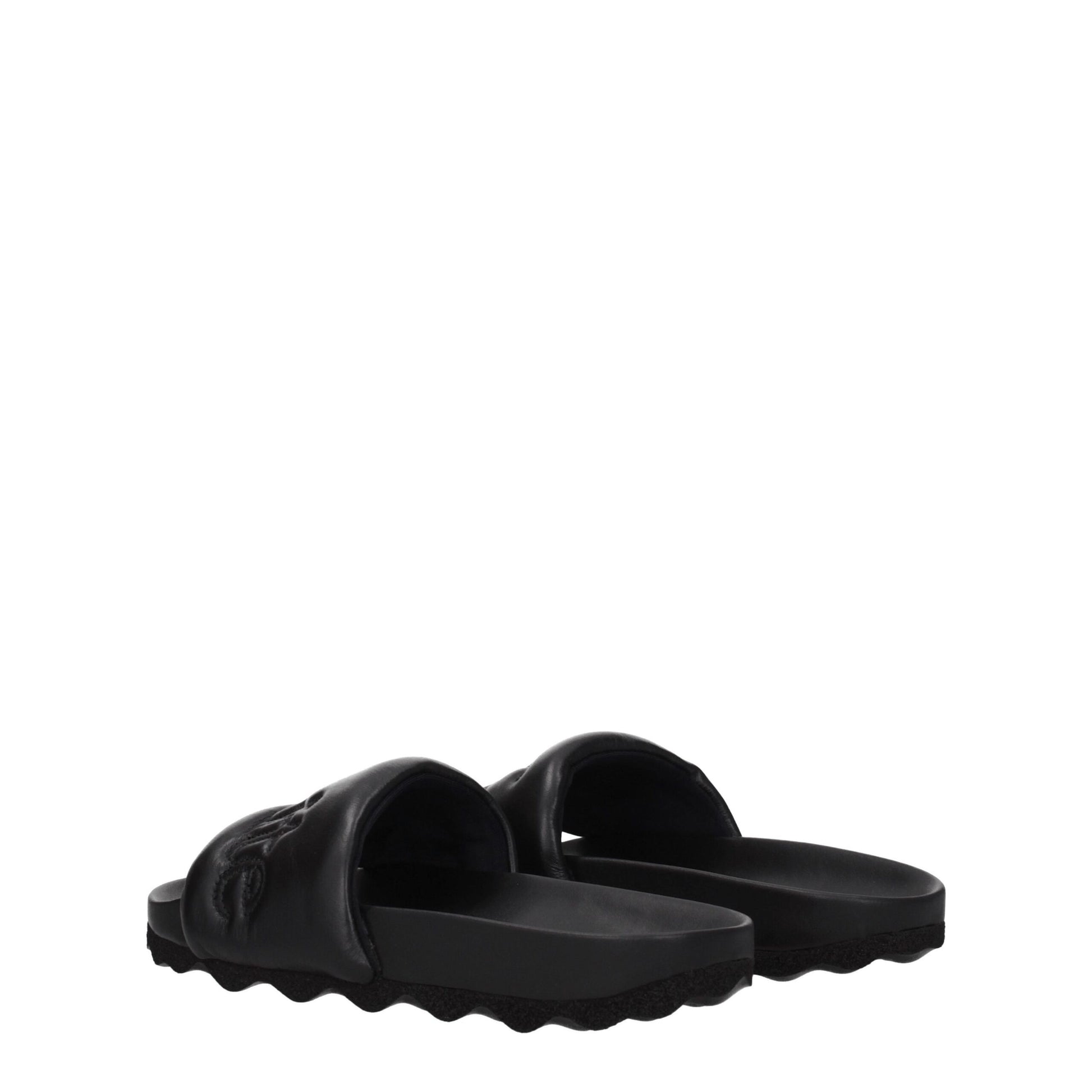 Black Leather Slippers-Off-White-LabelTerrace.com