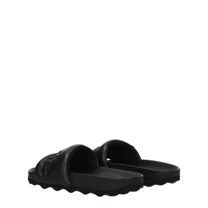Black Leather Slippers-Off-White-LabelTerrace.com