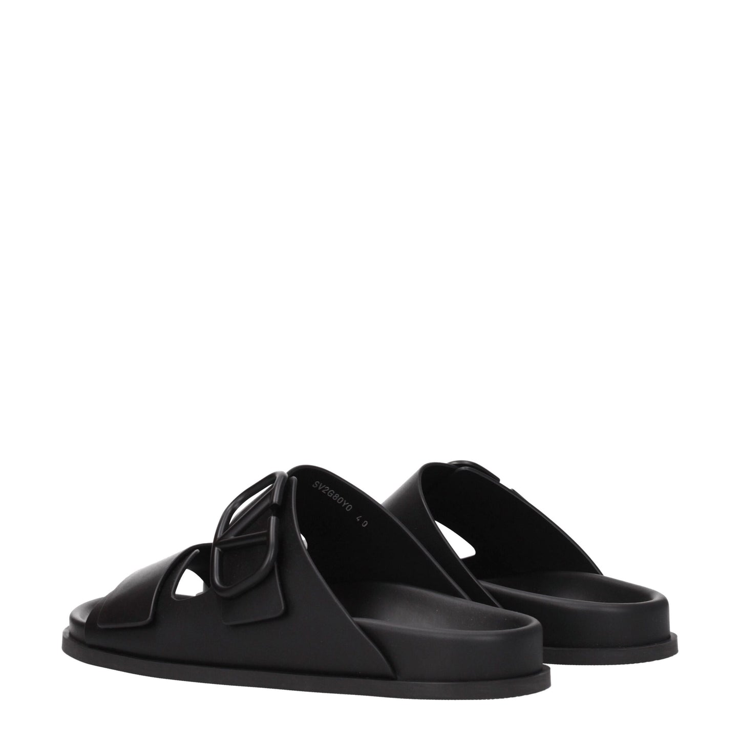 Black Leather Slippers-Valentino Garavani-LabelTerrace.com