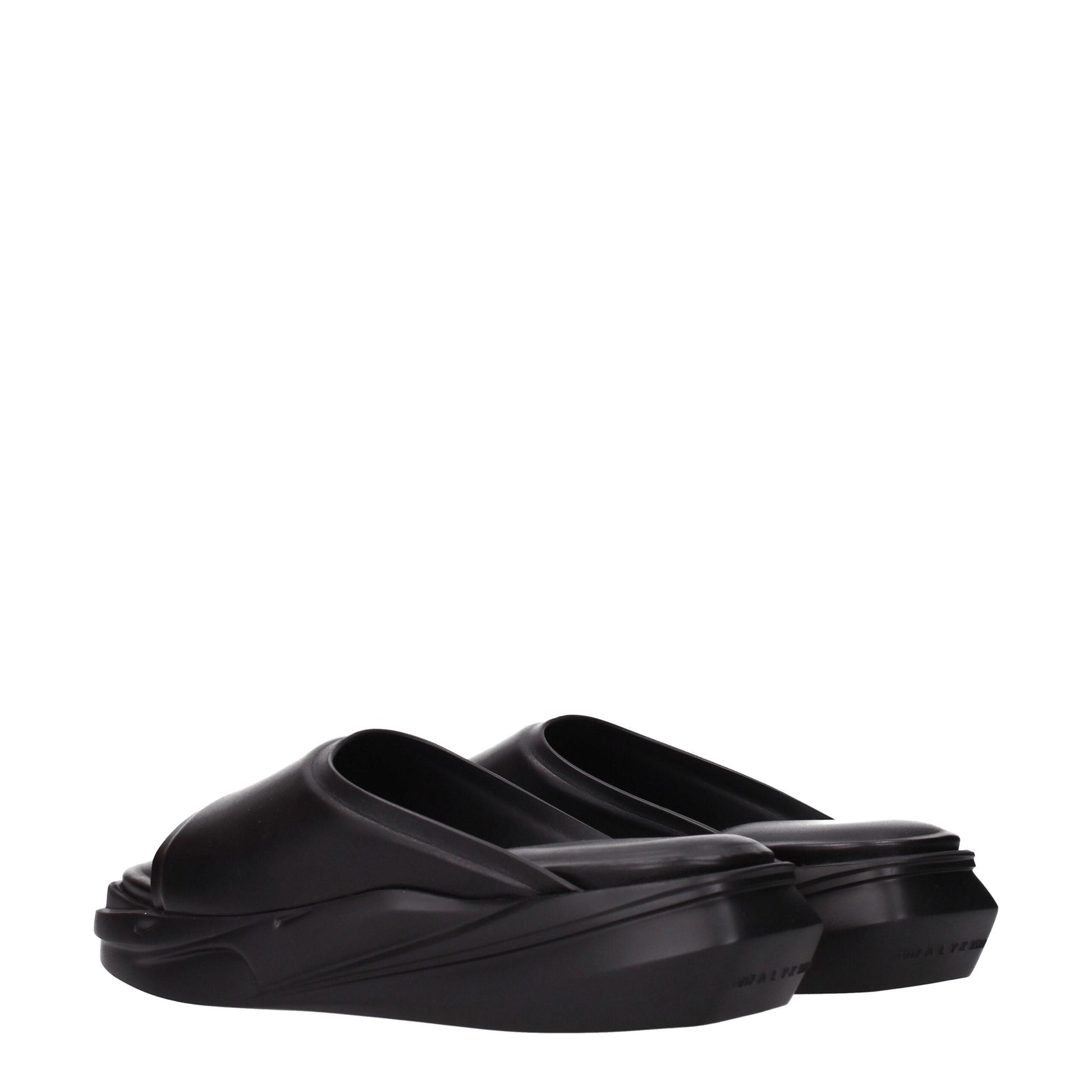 Black Leather Slippers Sandals