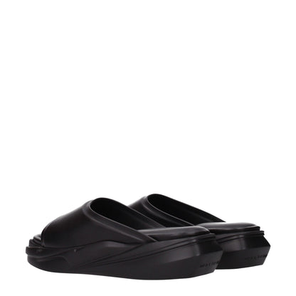 Black Leather Slippers Sandals
