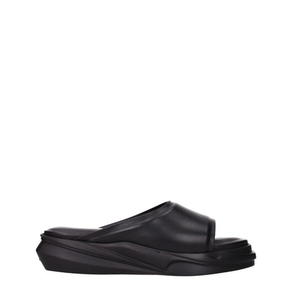 Black Leather Slippers Sandals